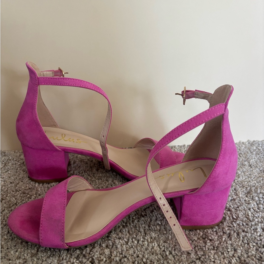 Elegant Pink Block Heel Sandals